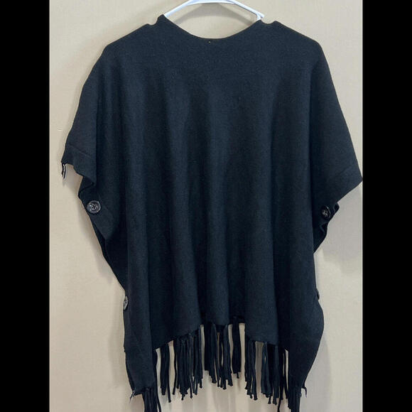 NWT / White Mark Womens Plush  Sweater Kimono BLACK - One Size - Picture 1 of 4